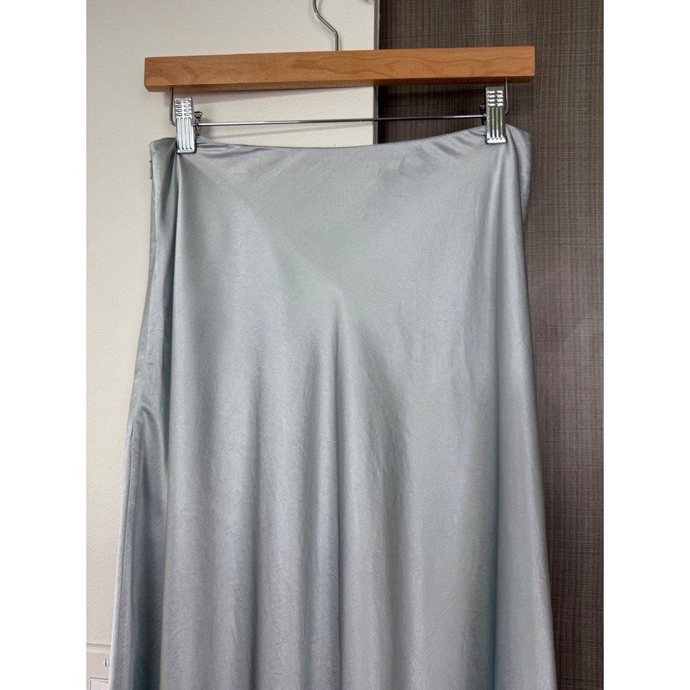 Massimo Dutti Silver Maxi Slip Skirt‎ Satin Metallic Elegant Size 8 - Picture 7 of 10